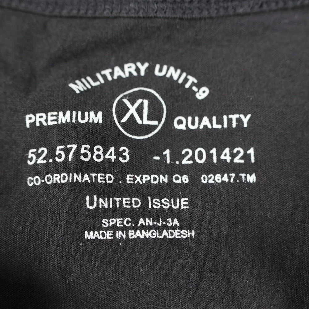 Military Unit-9 Shirt Kids XL‎ Black Henley Pocket Graphic Tee Cotton Casual